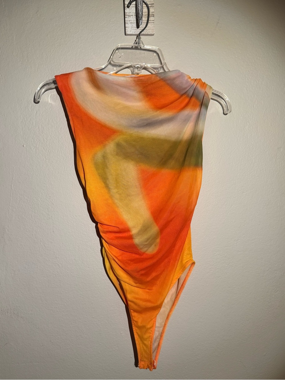 Zara Orange & Yellow Sleeveless Tie-Dye Bodysuit